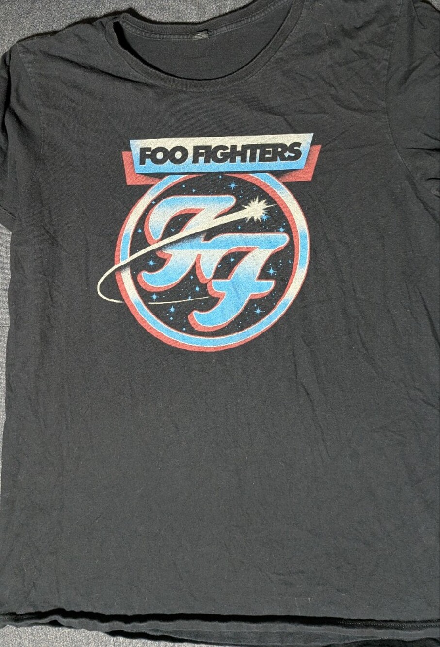 Foo Fighters Retro Space Logo Graphic Band Tee Large - Black